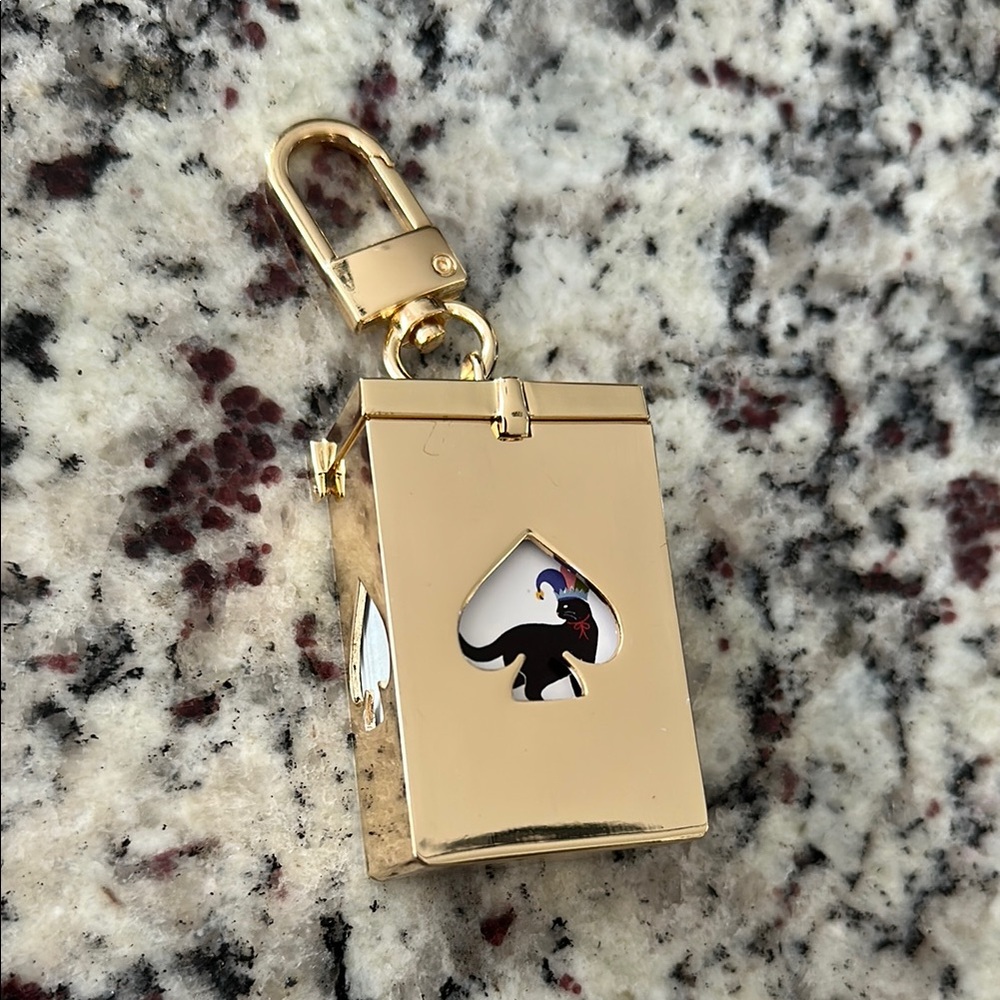Kate Spade x Target Deck of Cards Gold Keychain with Black Cat Design